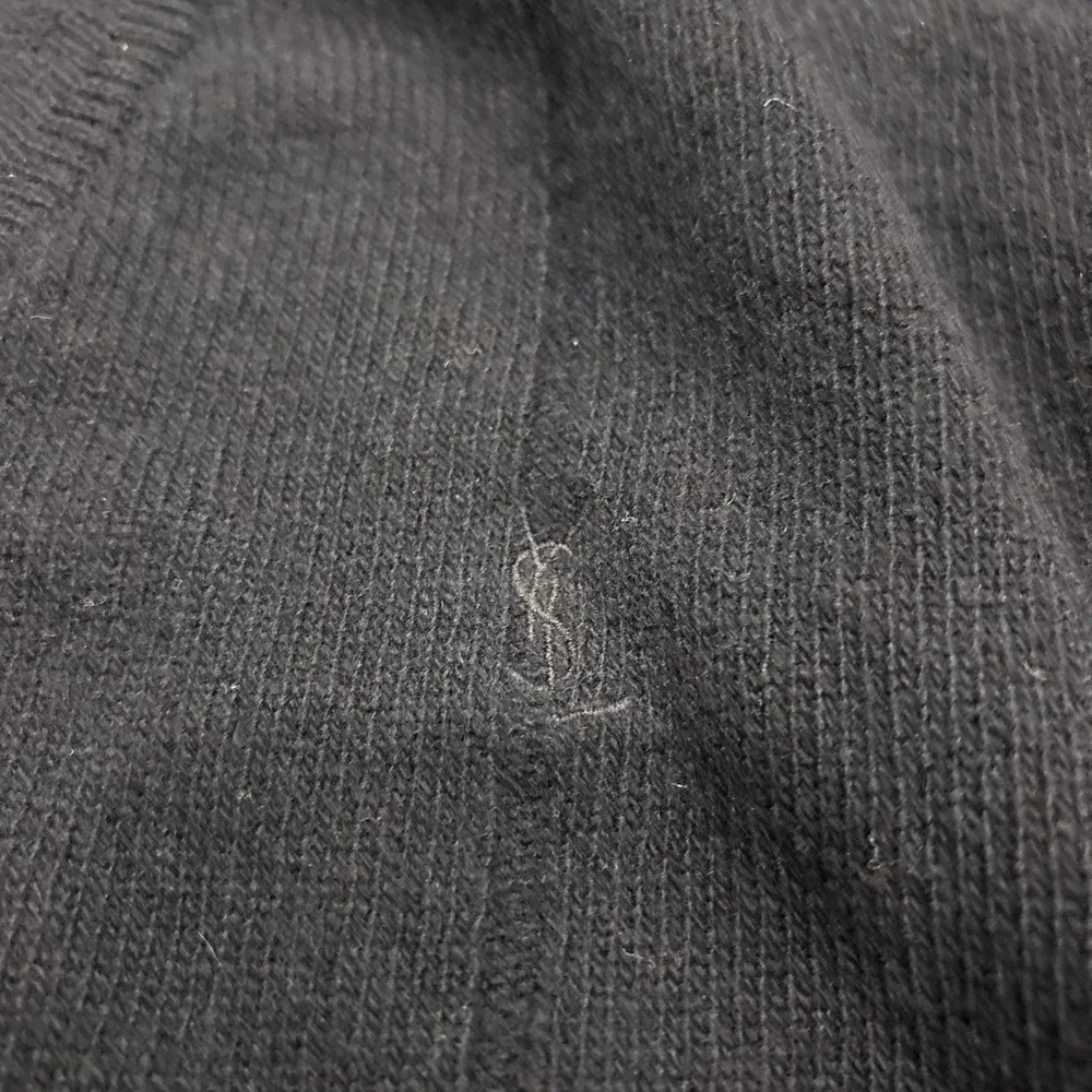 VTG YSL Yves Saint Laurent 80s LambsWool Sweater M Navy Cricket Knit Pullover